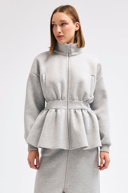 Volanlı Gri Sweatshirt