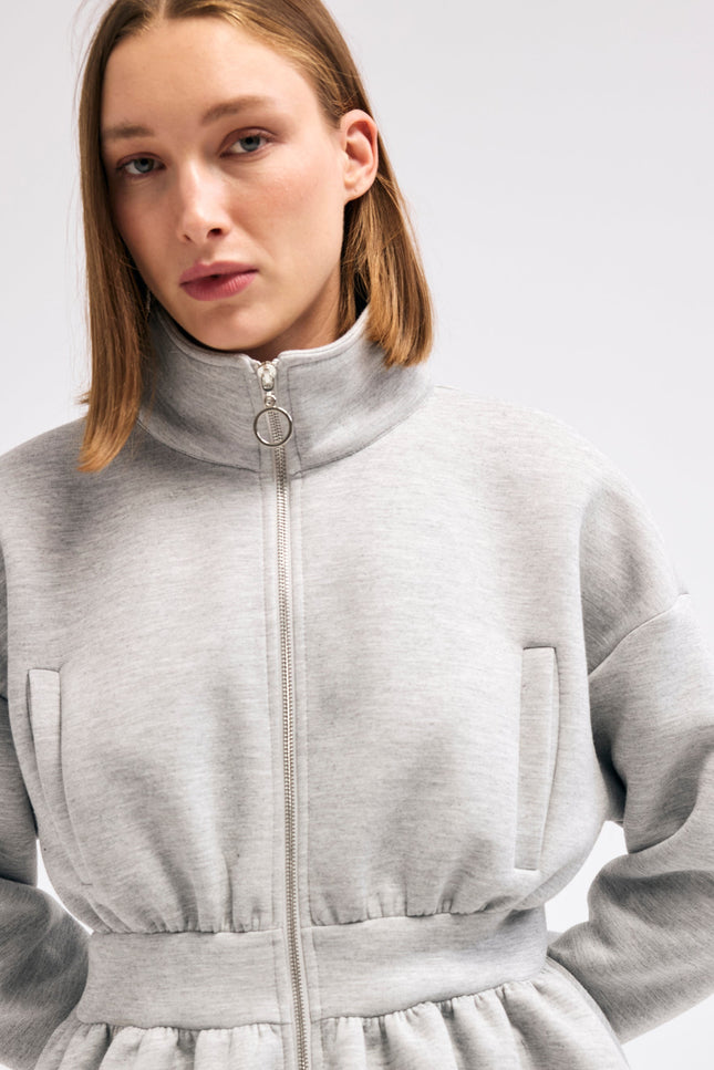 Volanlı Gri Sweatshirt