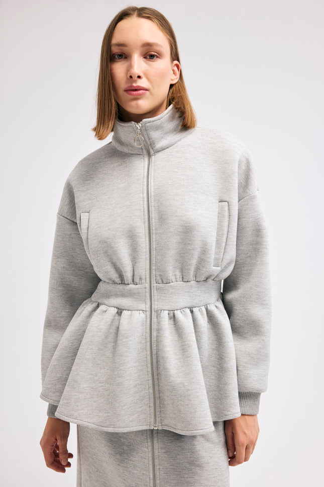 Volanlı Gri Sweatshirt