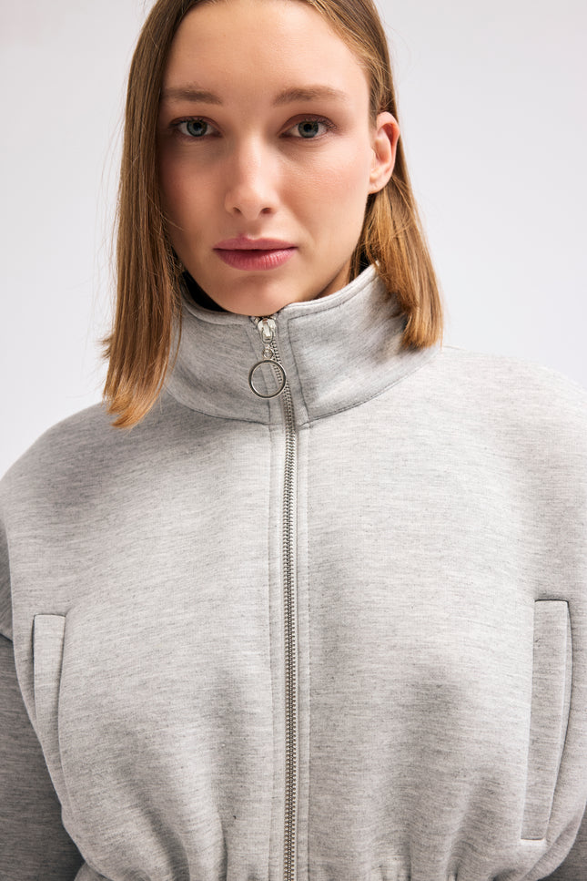 Volanlı Gri Sweatshirt