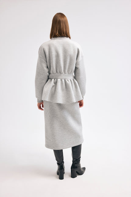 Volanlı Gri Sweatshirt
