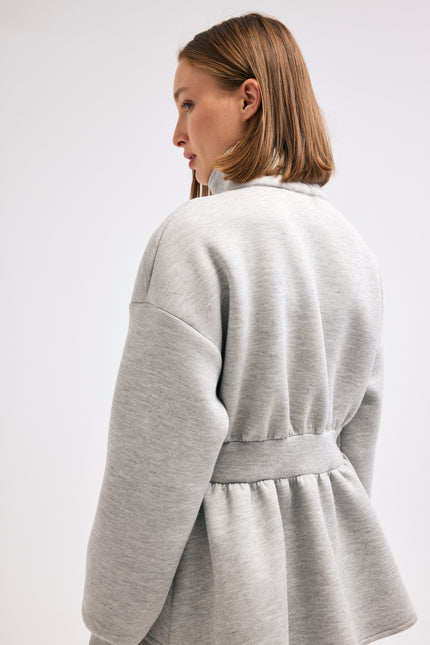 Volanlı Gri Sweatshirt