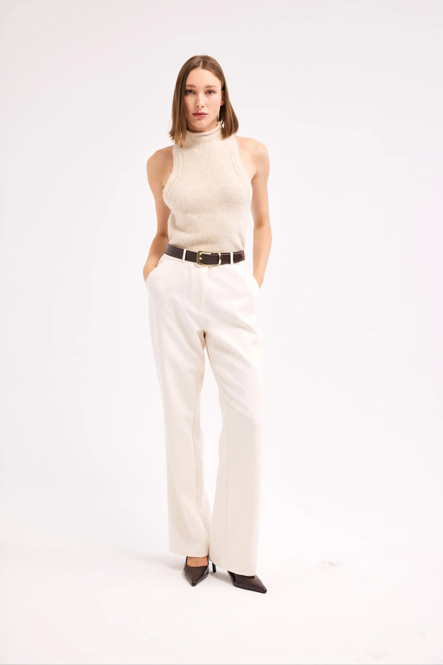 Düz Paça Ekru Pantolon
