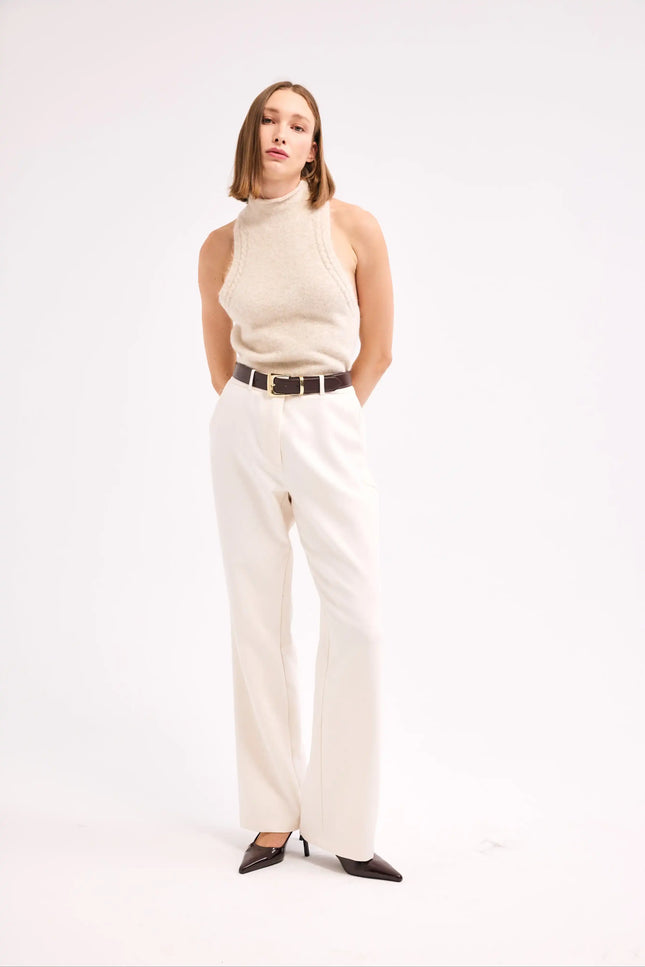 Düz Paça Ekru Pantolon