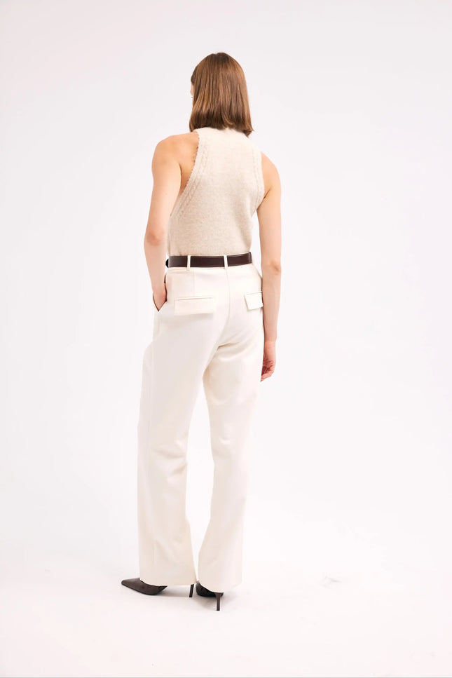 Düz Paça Ekru Pantolon