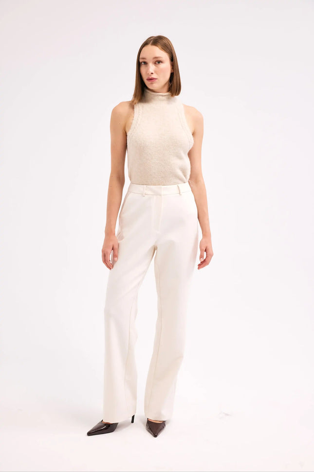 Düz Paça Ekru Pantolon