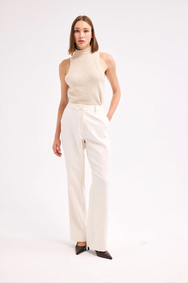 Düz Paça Ekru Pantolon