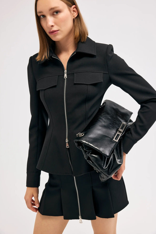 Siyah Fermuarlı Ceket