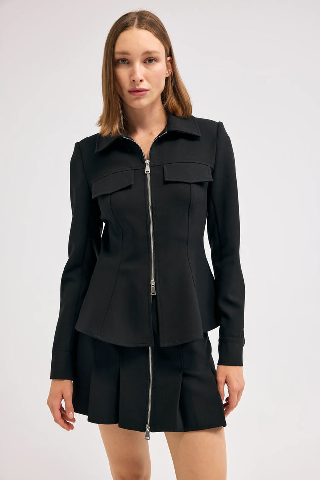 Fermuarlı Siyah Etek