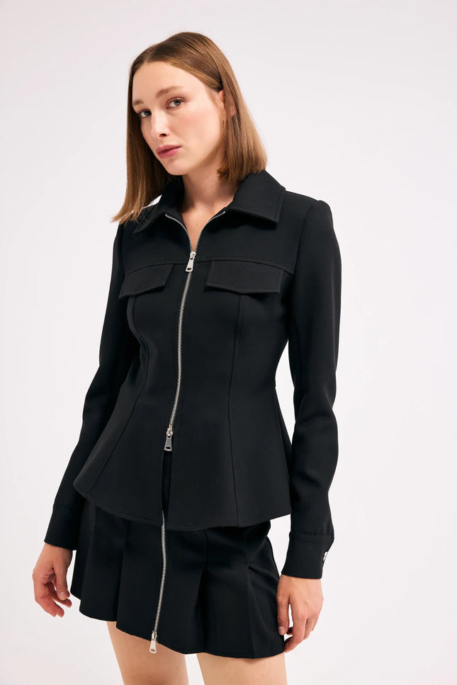 Siyah Fermuarlı Ceket