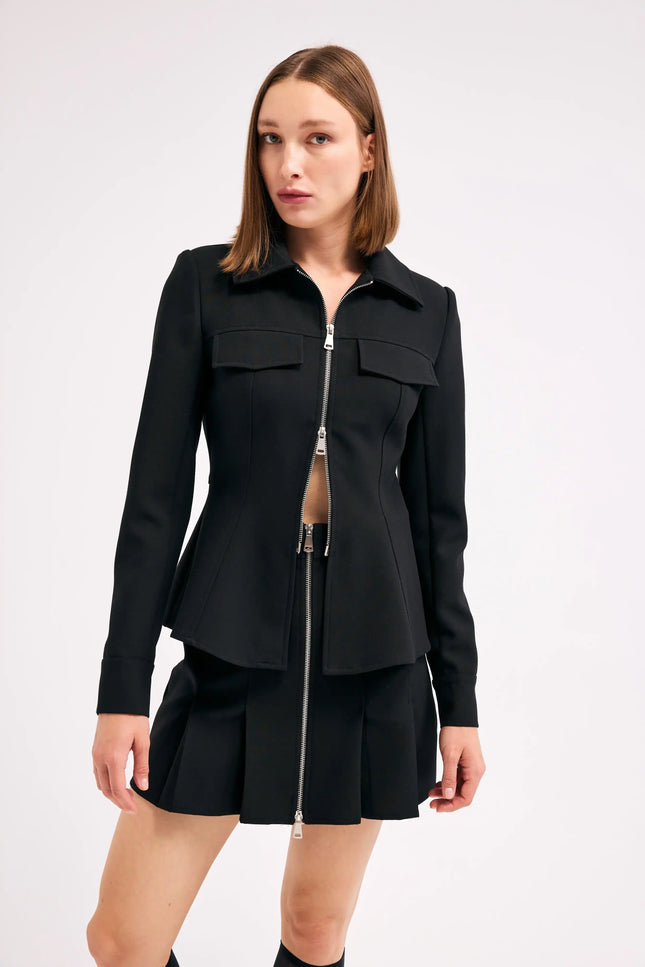 Fermuarlı Siyah Etek