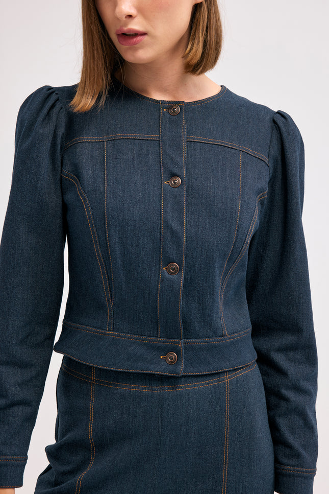 Denim Bomber Ceket (Lacivert)