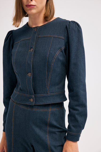 Denim Bomber Ceket (Lacivert)