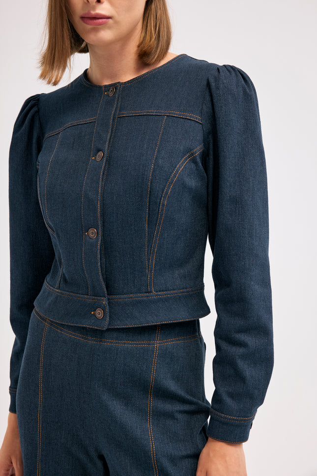 Denim Bomber Ceket (Lacivert)