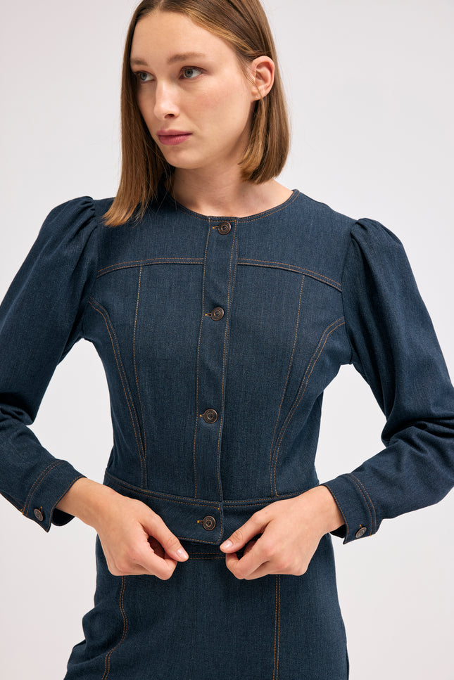 Denim Bomber Ceket (Lacivert)