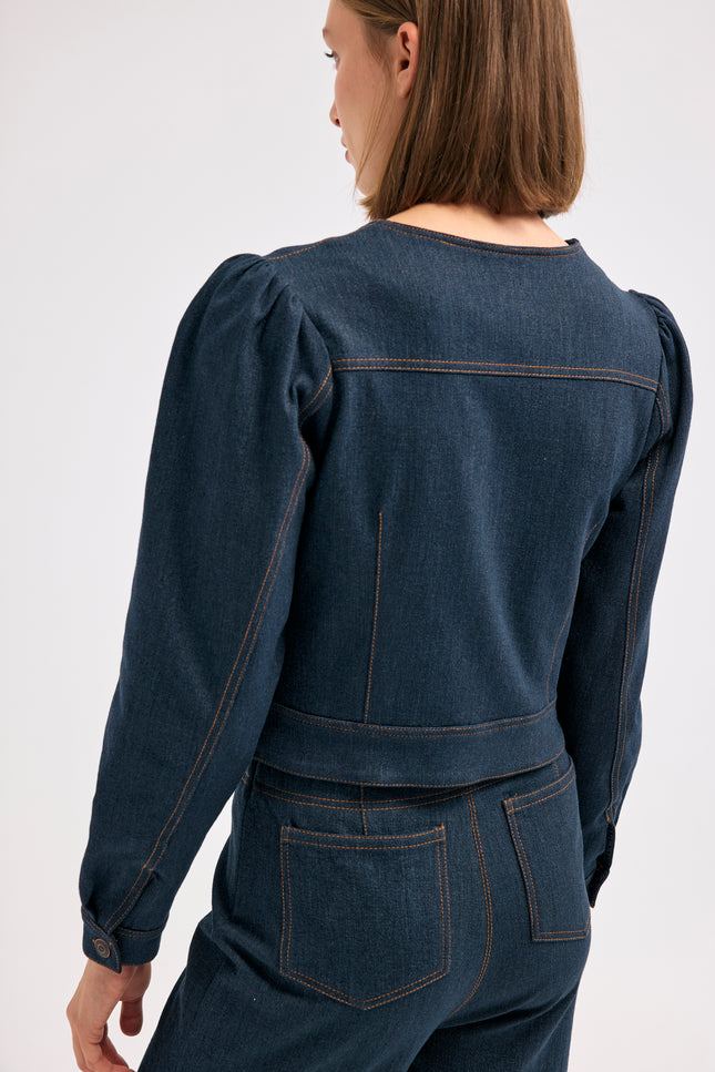 Denim Bomber Ceket (Lacivert)