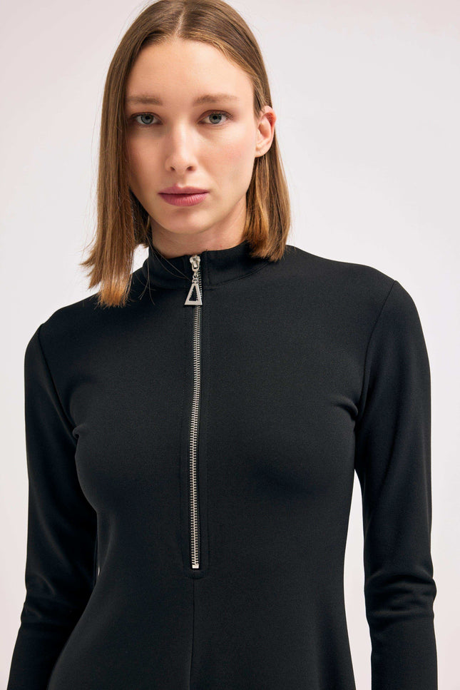 Fermuarlı Siyah Elbise