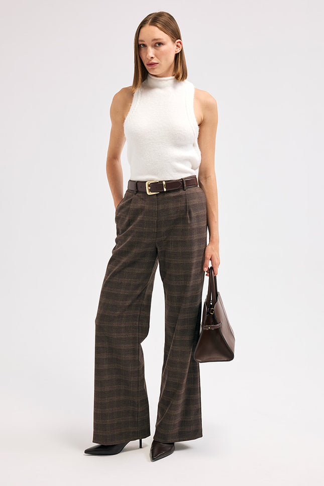 Ekose Kahverengi Pantolon