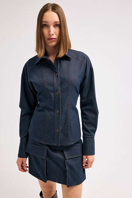 Denim Lacivert Gömlek