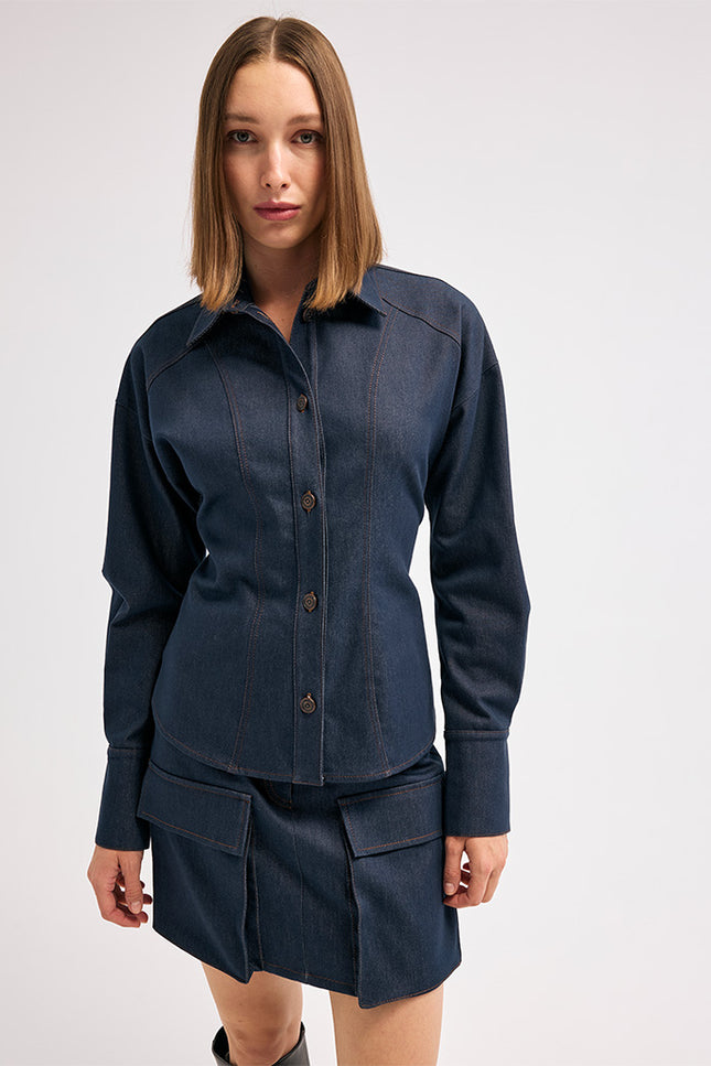 Denim Lacivert Gömlek