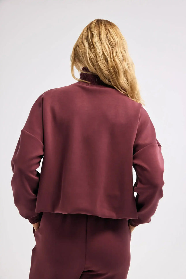 Fermuarlı Bordo Sweatshirt
