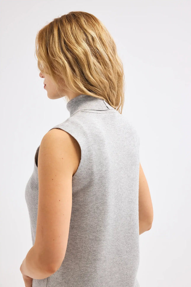 Boğazlı Gri Triko Bluz