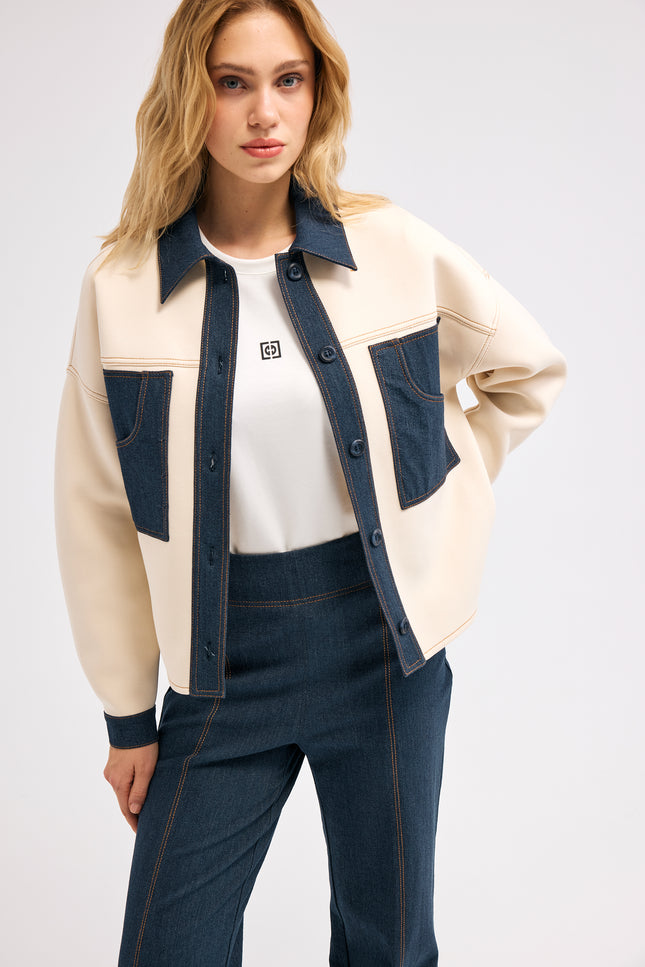 Denim Detaylı Ceket