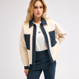 Denim Detaylı Bej Ceket