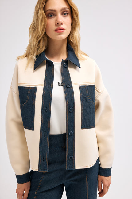 Denim Detaylı Ceket