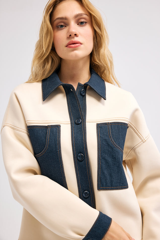 Denim Detaylı Ceket
