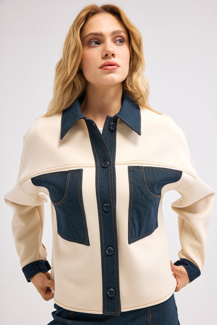 Denim Detaylı Ceket