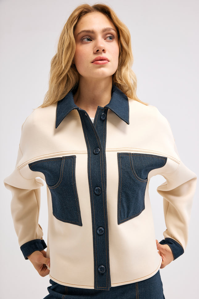 Denim Detaylı Ceket