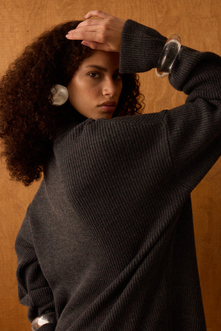 Fermuarlı Gri Sweatshirt