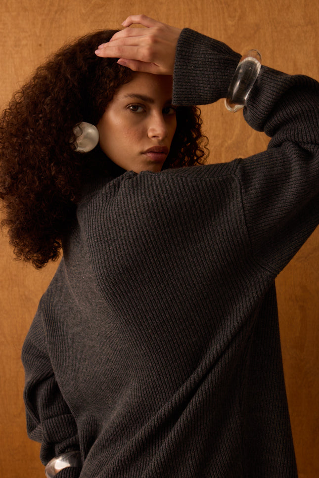 Fermuarlı Gri Sweatshirt