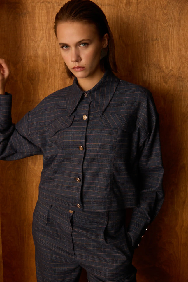 Ekose Lacivert Ceket