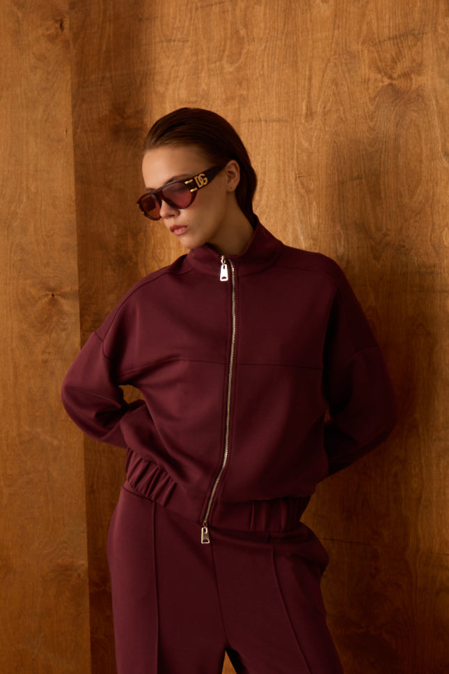 Fermuarlı Sweatshirt (Bordo)