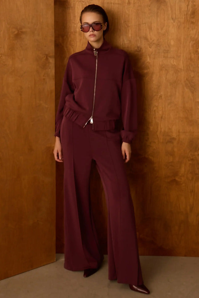 Fermuarlı Bordo Sweatshirt