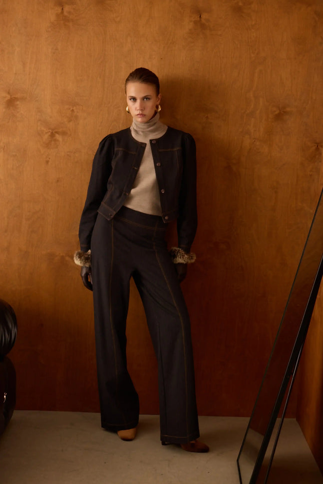 Denim Bomber Siyah Ceket