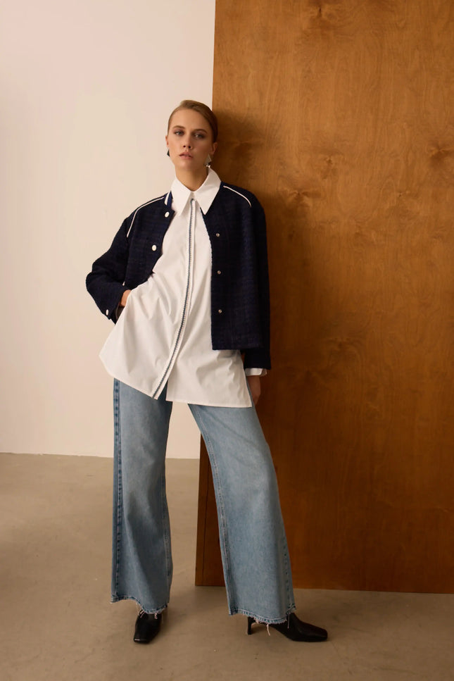 Nakışlı Ekru Gömlek