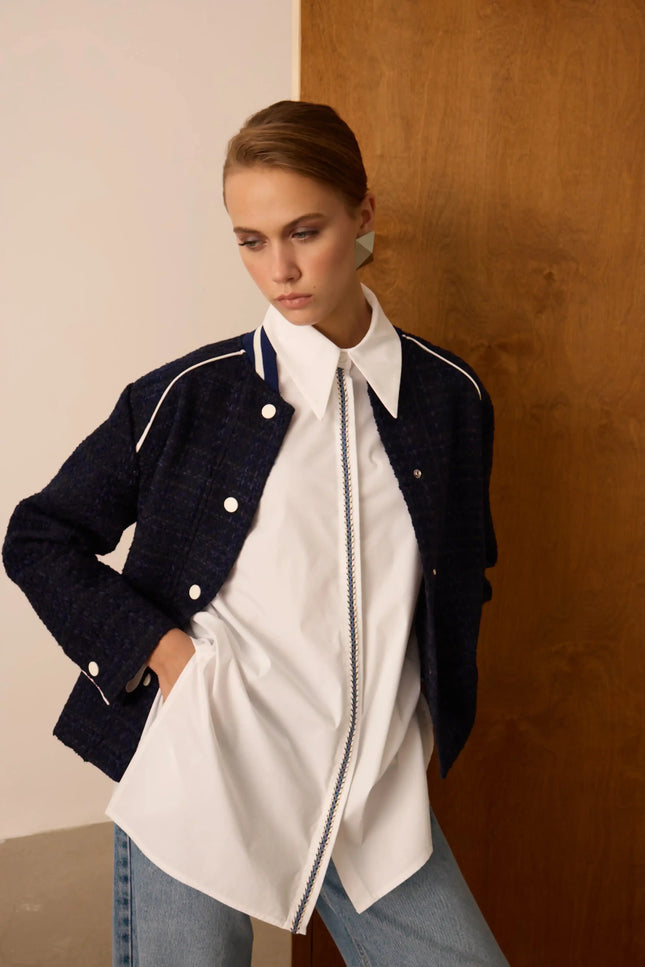 Nakışlı Ekru Gömlek