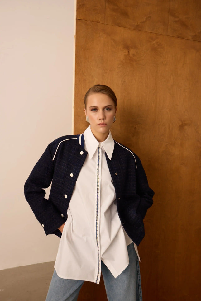 Nakışlı Ekru Gömlek