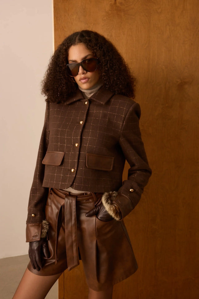 Kahverengi Deri Şort