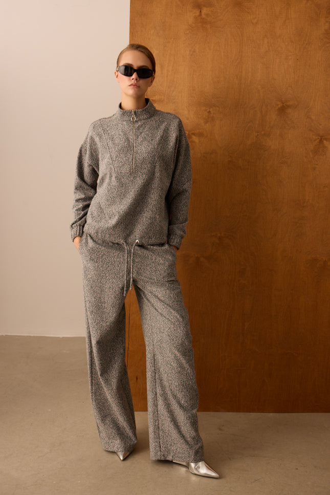 Fermuarlı Sweatshirt (Gri)
