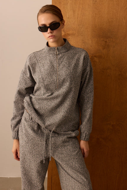 Fermuarlı Sweatshirt (Gri)