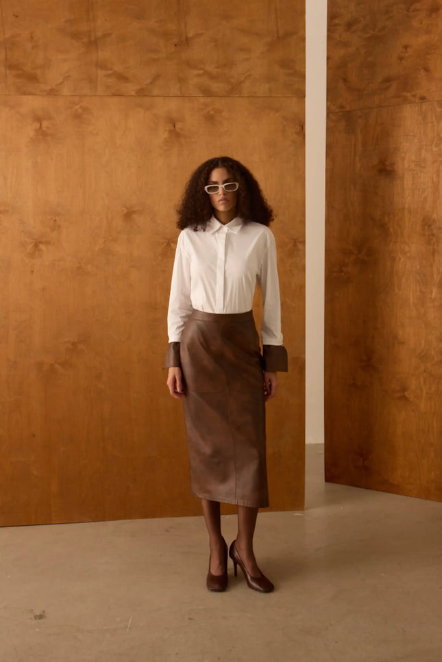 Deri Kalem Kahverengi Etek