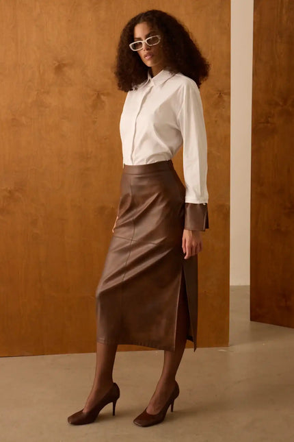 Deri Kalem Kahverengi Etek