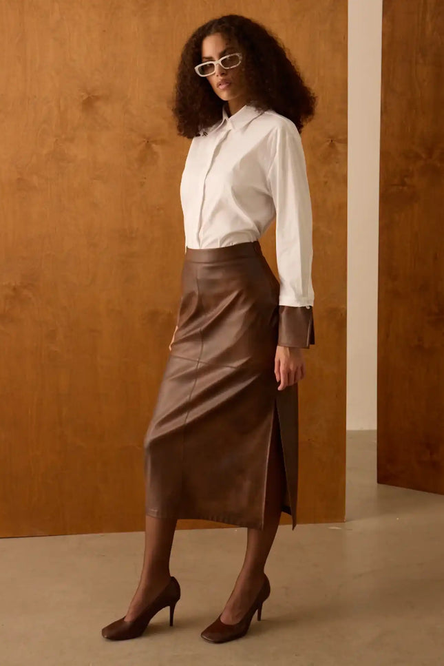 Deri Kalem Kahverengi Etek