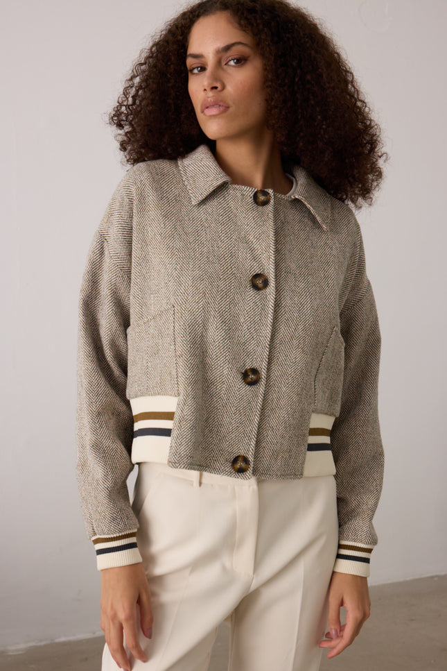 Herringbone Bomber Ceket