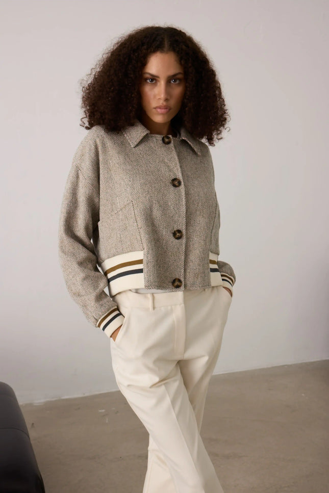 Herringbone Gri Ceket