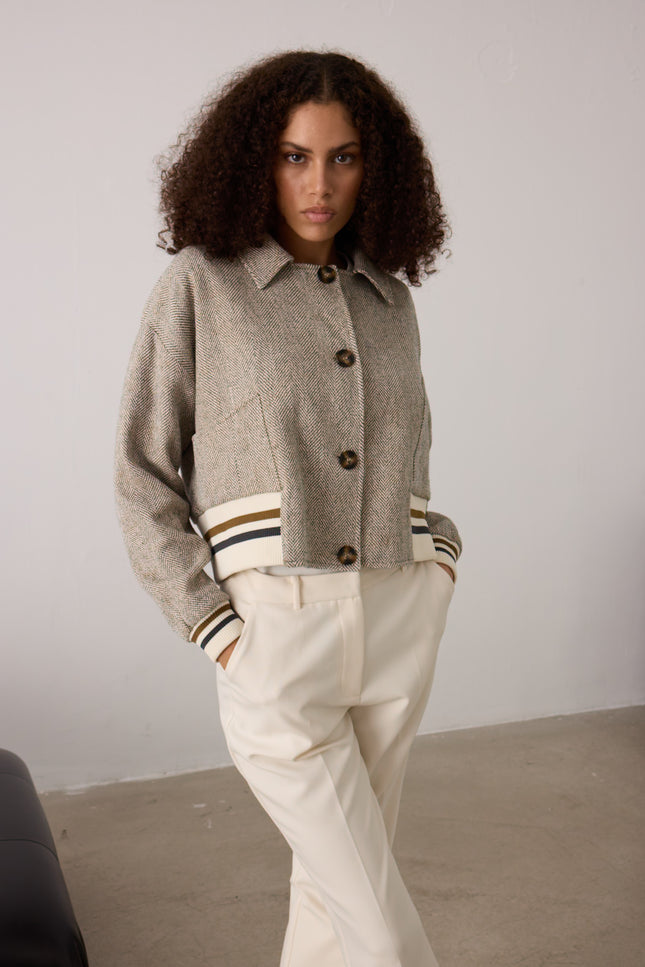 Herringbone Bomber Ceket